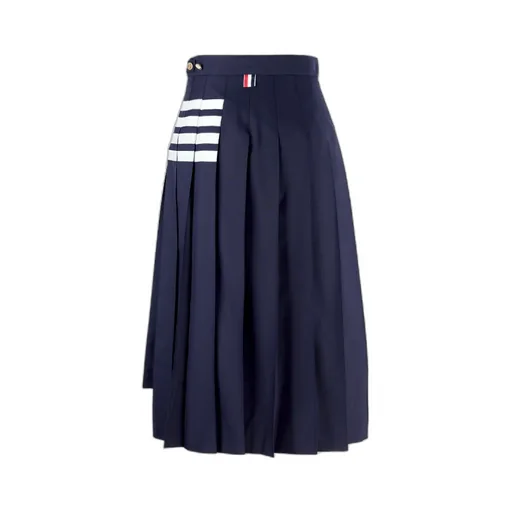 Pleated Asymmetric Midi Skirt