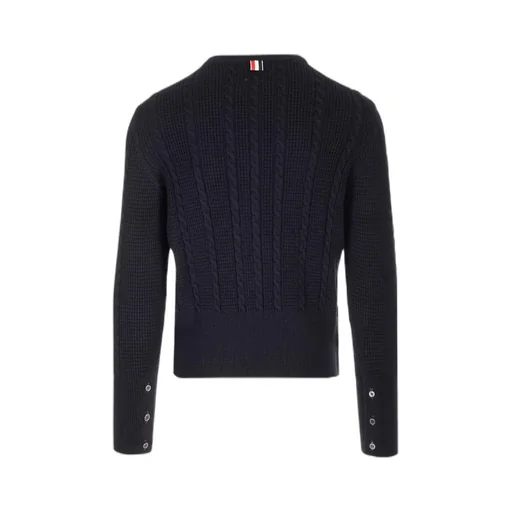 Rwb-Striped Cable-Knitted Crewneck Jumper
