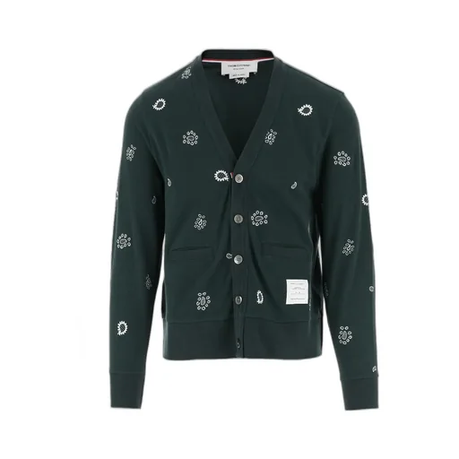 Long-Sleeved Knitted Cardigan With Graphic Print