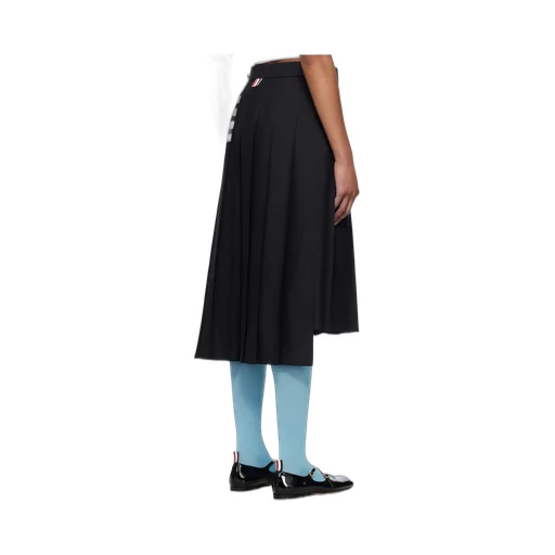 Pleated Asymmetric Midi Skirt