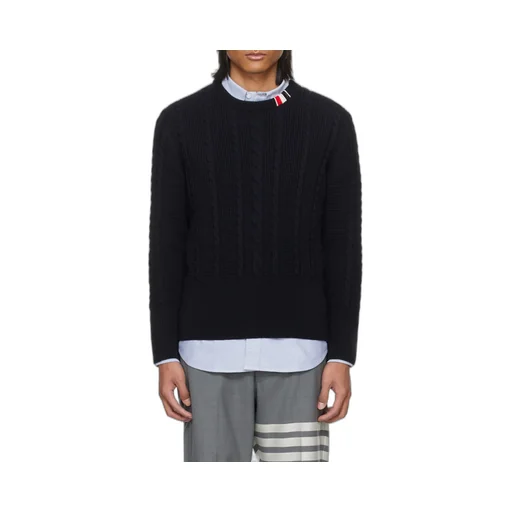 Rwb-Striped Cable-Knitted Crewneck Jumper