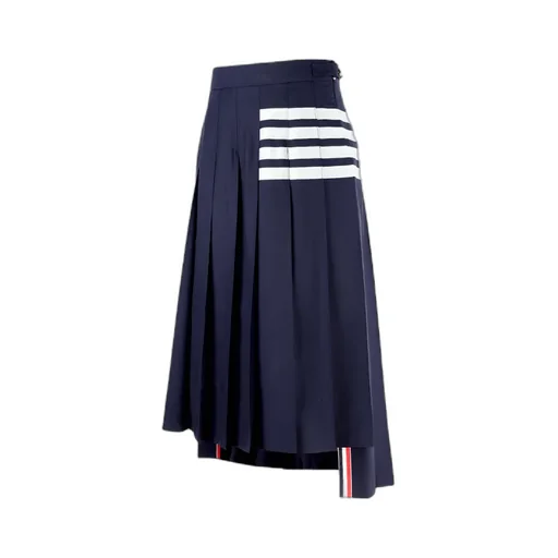 Pleated Asymmetric Midi Skirt