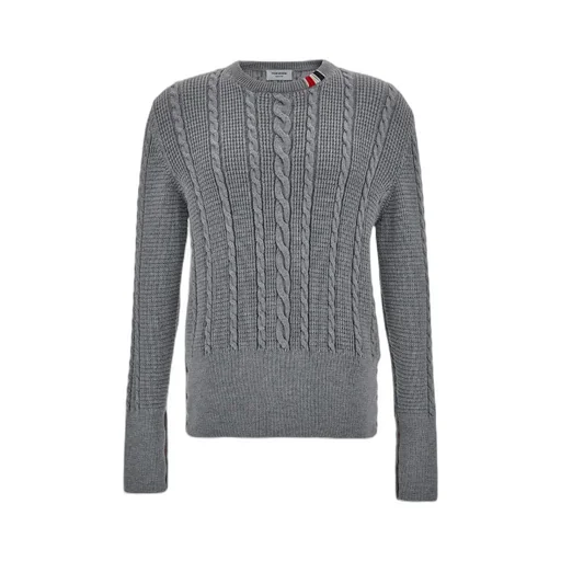 Rwb-Striped Cable-Knitted Crewneck Jumper