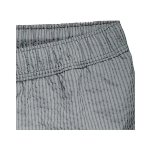 Striped Seersucker-Texture Swim Shorts