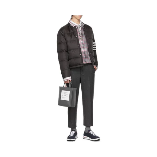 4-Bar Matte Nylon Bomber Hooded Down Jacket