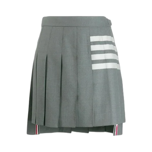 4-Bar Striped Pleated Mini Skirt