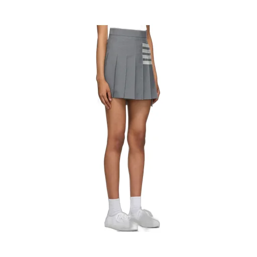 4-Bar Striped Pleated Mini Skirt