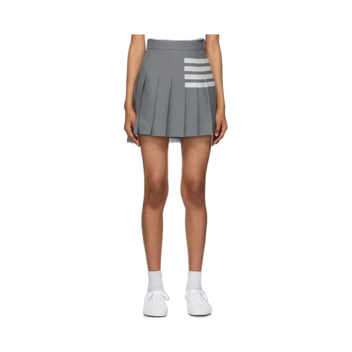 4-Bar Striped Pleated Mini Skirt