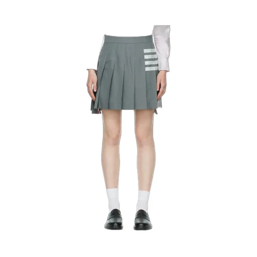 4-Bar Striped Pleated Mini Skirt