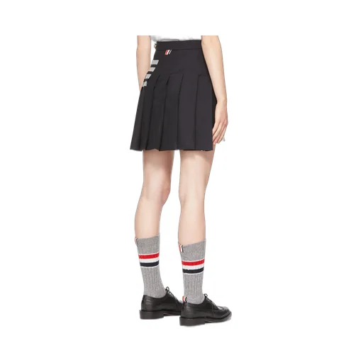 4-Bar Striped Pleated Mini Skirt