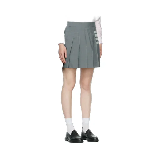 4-Bar Striped Pleated Mini Skirt
