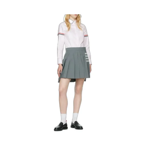 4-Bar Striped Pleated Mini Skirt