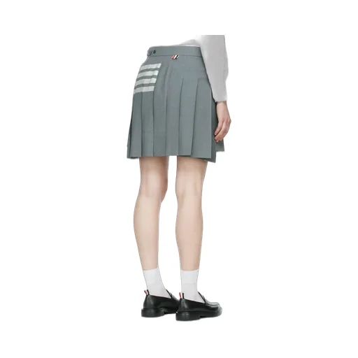 4-Bar Striped Pleated Mini Skirt
