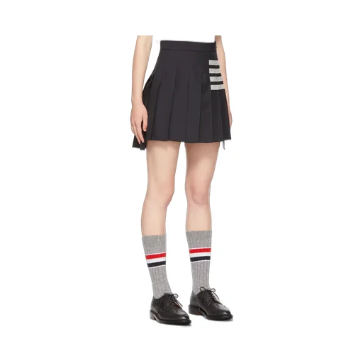 4-Bar Striped Pleated Mini Skirt