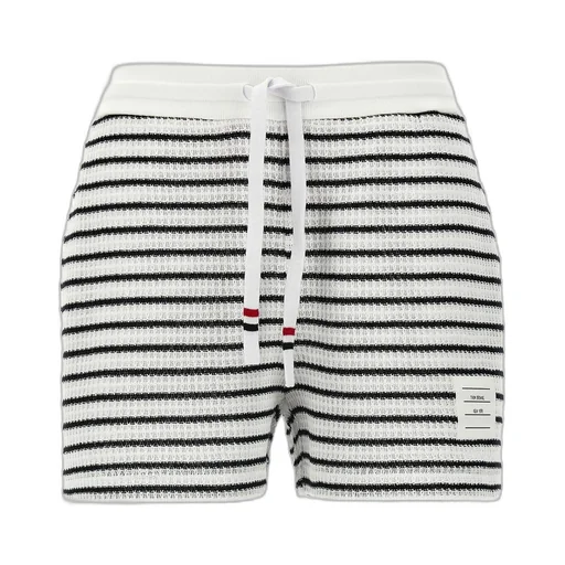 Logo Patch Striped Drawstring Shorts