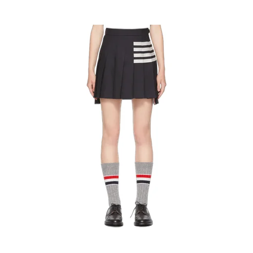 4-Bar Striped Pleated Mini Skirt