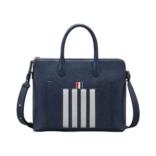 4-Bar Stripe Zipped Briefcase