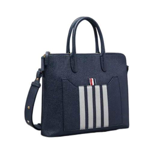 4-Bar Stripe Zipped Briefcase