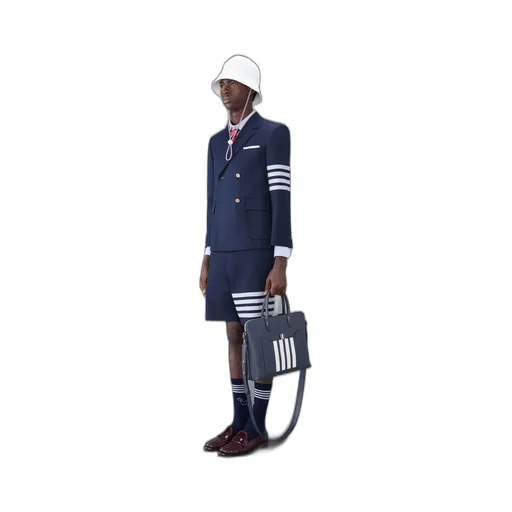 4-Bar Stripe Zipped Briefcase
