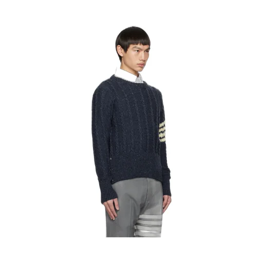 Rwb Stripe Cable-Knit Crewneck Jumper