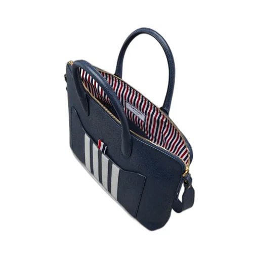 4-Bar Stripe Zipped Briefcase