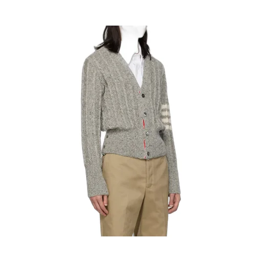 Rwb Striped Twist Cable-Knitted Cardigan