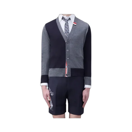 Panelled Button-Up Cardigan