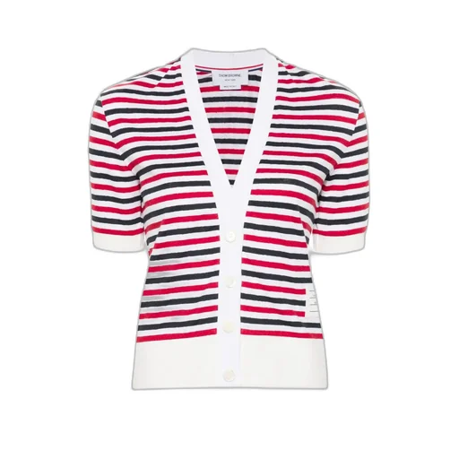 Short-Sleeved Striped Cardigan