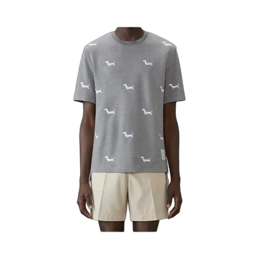 Dog-Embroidered Crewneck T-Shirt