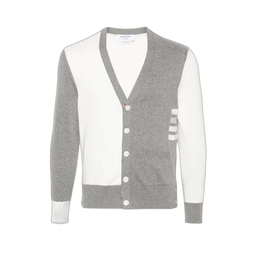 4-Bar Colourblock Button-Up Cardigan