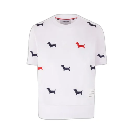 Dog Embroidered Short-Sleeved Jumper
