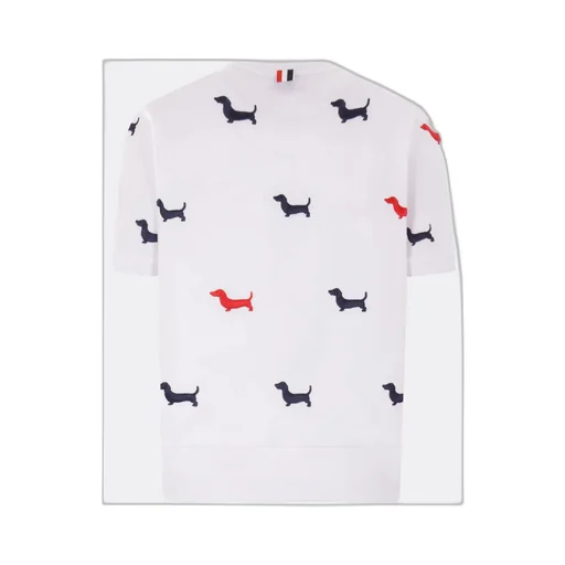 Dog Embroidered Short-Sleeved Jumper