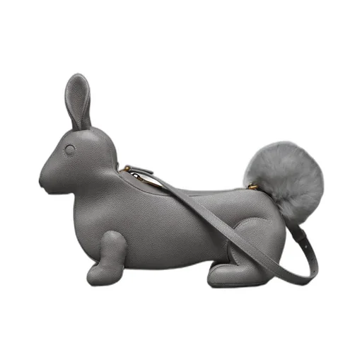 Squirrel-Motif Zipped Shoulder Bag