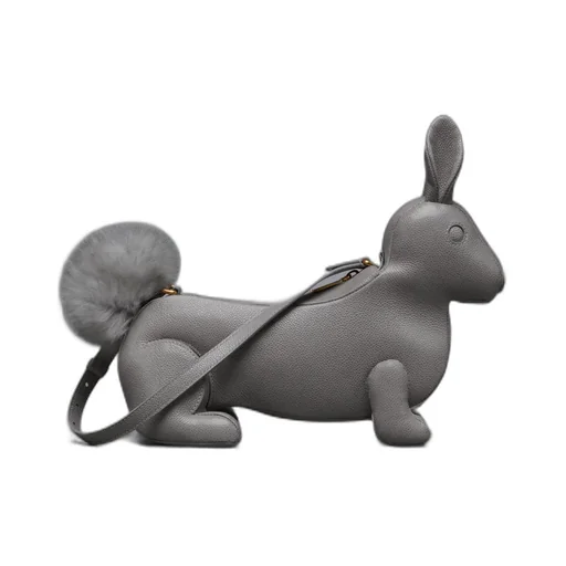 Squirrel-Motif Zipped Shoulder Bag