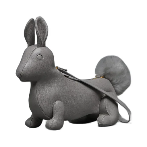 Squirrel-Motif Zipped Shoulder Bag