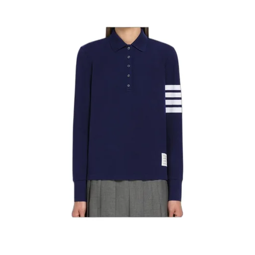Long-Sleeved Knitted Polo Shirt