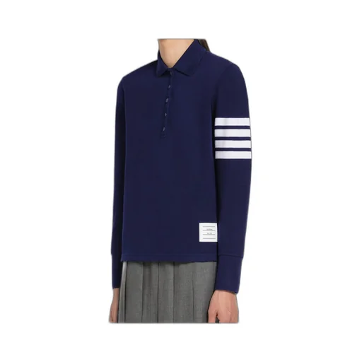 Long-Sleeved Knitted Polo Shirt