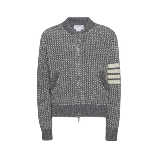 4-Bar Chunky-Knit Bomber Jacket