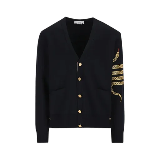 Graphic Embroidered V-Neck Cardigan