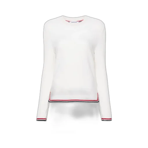 Striped-Border Cashmere Jumper
