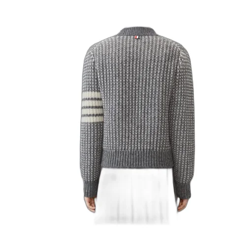 4-Bar Chunky-Knit Bomber Jacket