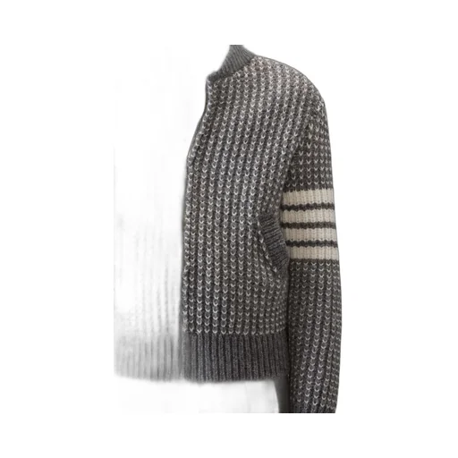 4-Bar Chunky-Knit Bomber Jacket