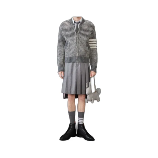 4-Bar Chunky-Knit Bomber Jacket