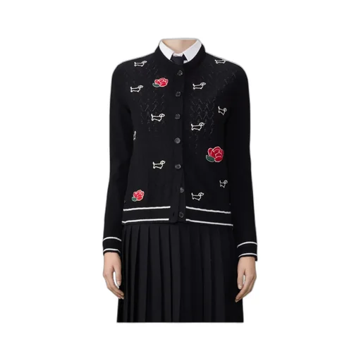 Hector Rose Embroidered Buttoned Cardigan
