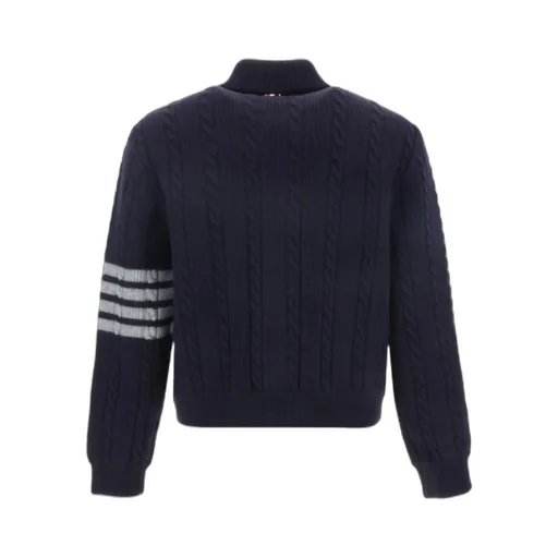 4-Bar Stripe Cable-Knit Bomber Jacket
