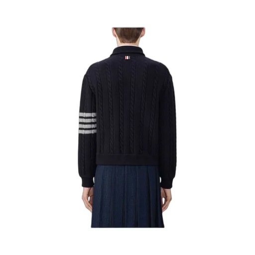 4-Bar Stripe Cable-Knit Bomber Jacket