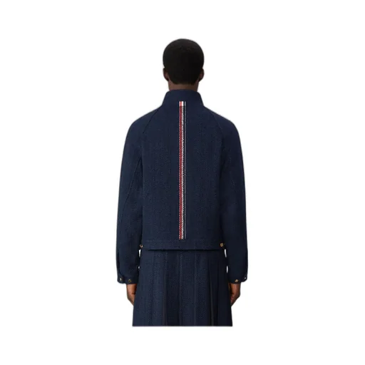 Rwb-Striped Tweed Bomber Jacket