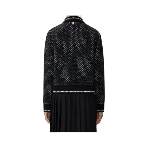 Spread-Collar Tweed Bomber Jacket
