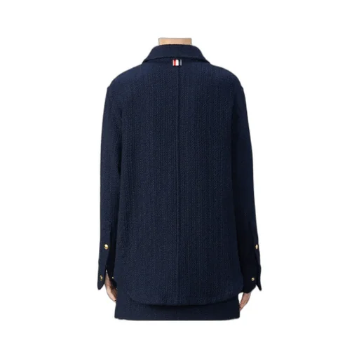 Rwb-Striped Tweed Button-Up Blazer