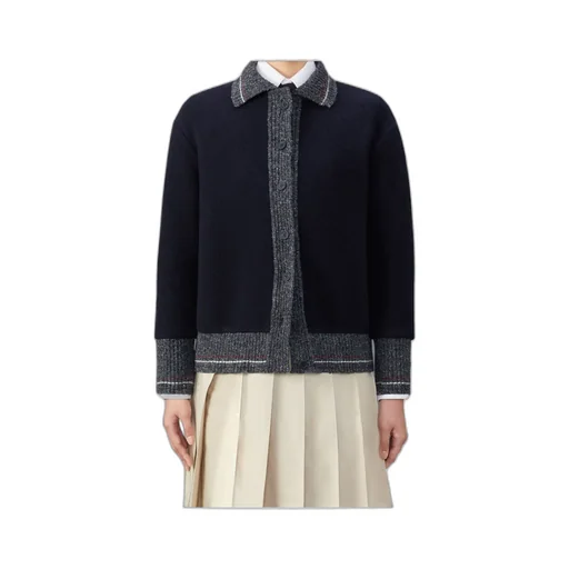 Speckled-Trim Long-Sleeved Cardigan